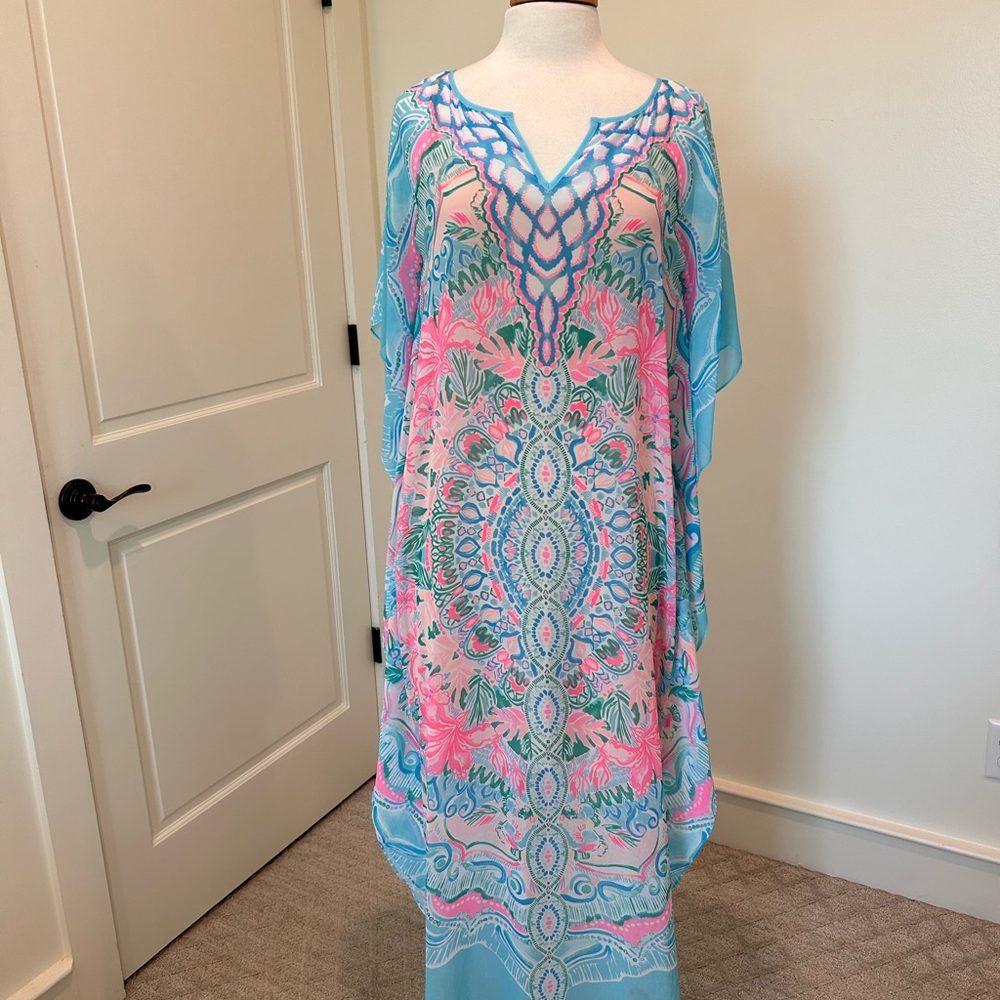 Lilly Pulitzer Kassandra Maxi Caftan Hot Tamale S/M
